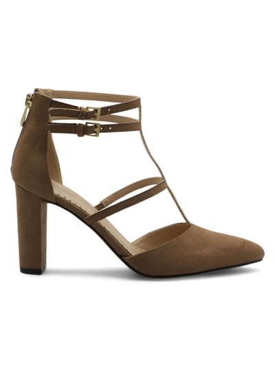 Shop Adrienne Vittadini Women's Nocera Block Heel Ankle Pumps In Biscuit