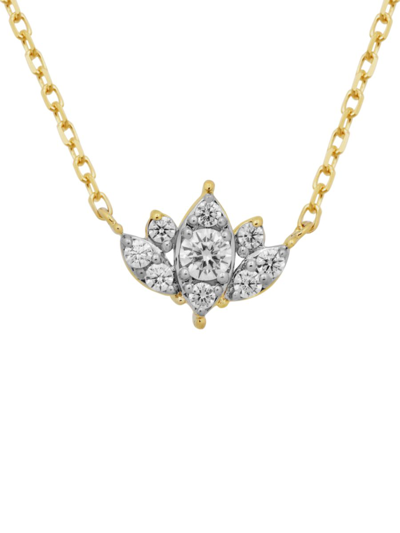 Shop Verifine Women's Demi Fine Hanna 18k Goldplated Sterling Silver & 0.2 Tcw Diamond Lotus Necklace