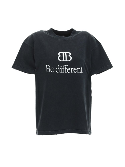 Shop Balenciaga Bb Logo Printed Crewneck T In Black