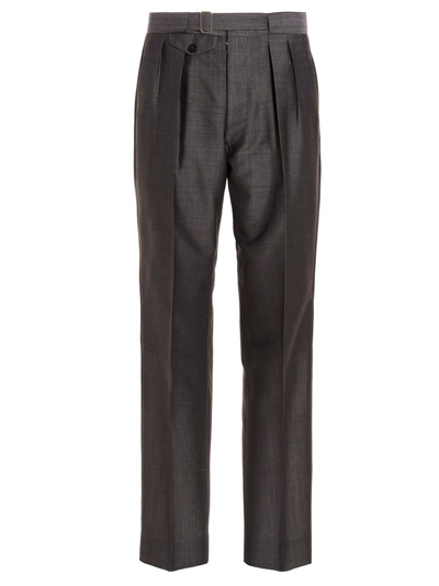 Shop Maison Margiela Tapered Pleat Detailed Trousers In Grey