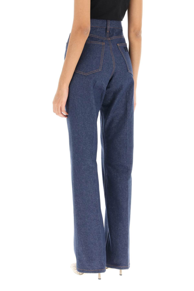 Shop Fendi Straight Jeans With Perforated Logo In Blue