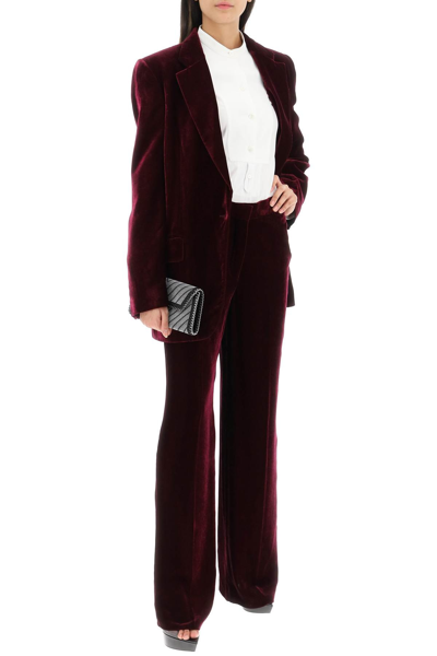 Shop Stella Mccartney Velvet Boyfriend Blazer In Red,purple