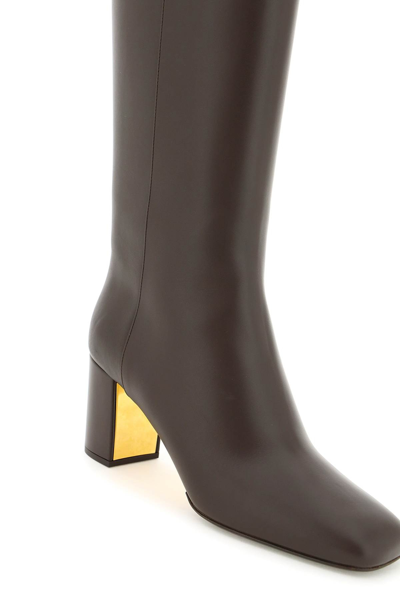 Shop Valentino Golden Walk Leather Boots In Brown