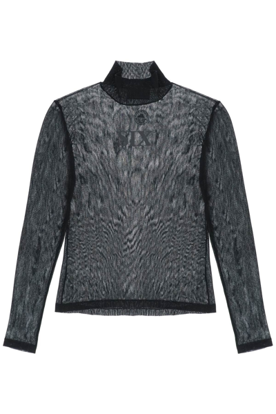 Shop Mm6 Maison Margiela See-through Knit Turtleneck Sweater
