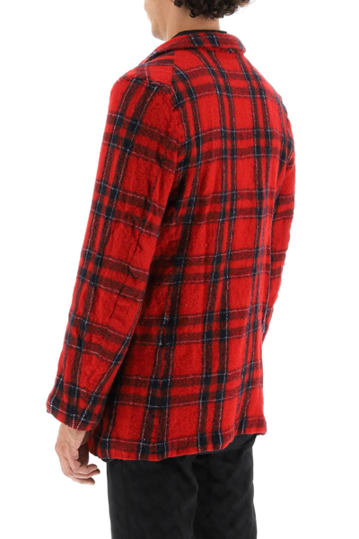 Shop Comme Des Garçons Shirt Tartan Wool Blazer In Red