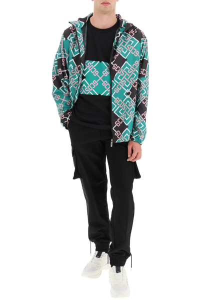 Gcds Monogram-pattern Zip-up Jacket In Green
