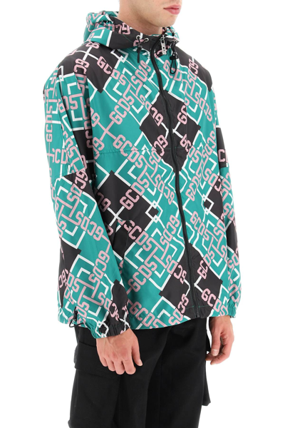 Gcds Monogram-pattern Zip-up Jacket In Green