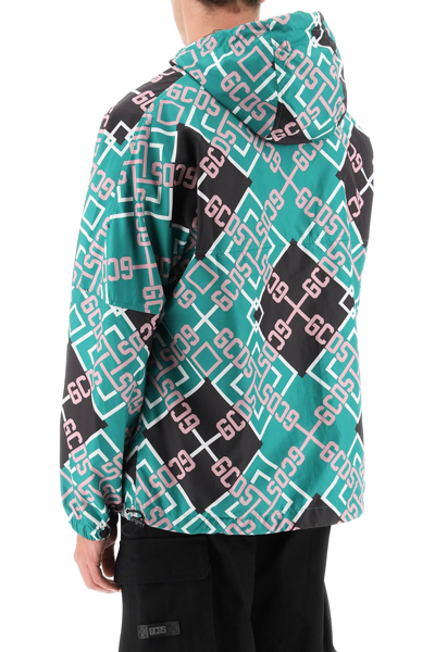 Gcds Monogram-pattern Zip-up Jacket In Green