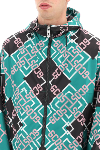 Gcds Monogram-pattern Zip-up Jacket In Green