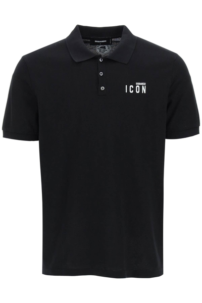 Shop Dsquared2 Icon Cotton Polo Shirt In Black