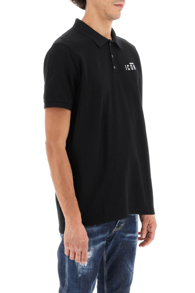 Shop Dsquared2 Icon Cotton Polo Shirt In Black