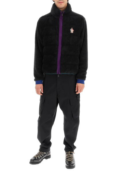 Shop Moncler Padded Fleece Zip-up Sweatshirt In Black