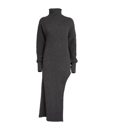 Shop Piece Of White Wool-cashmere Deborah Dress In Grey