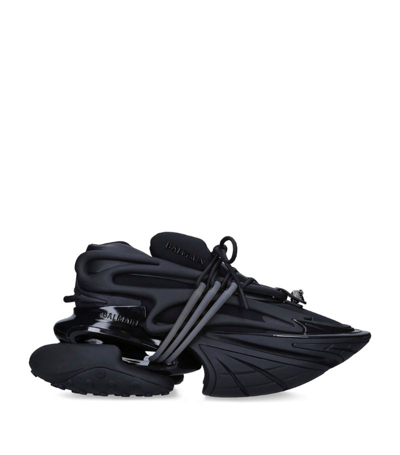 Shop Balmain Leather Unicorn Sneakers In Black