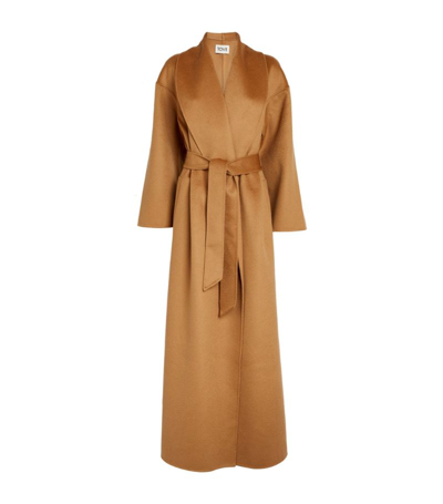 Shop Tove Jore Longline Wrap Coat In Brown
