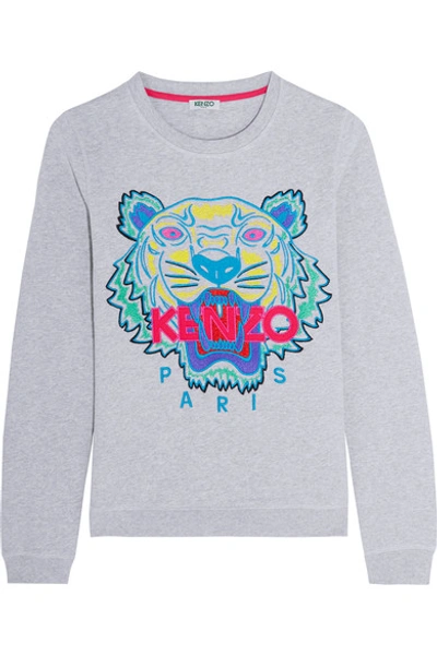 Shop Kenzo Tiger Embroidered Cotton Sweatshirt