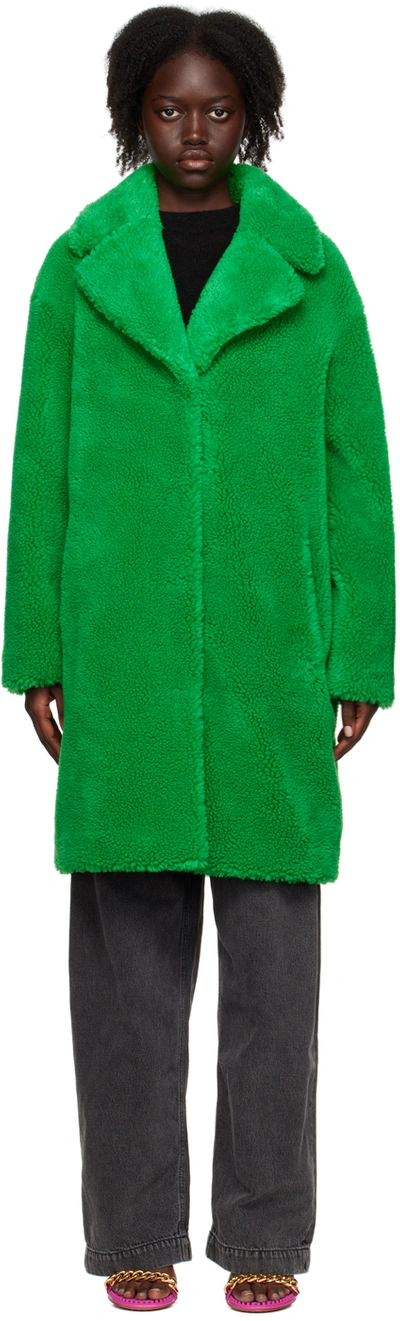 Shop Stand Studio Green Camille Faux-fur Coat In 56000 Bright Green