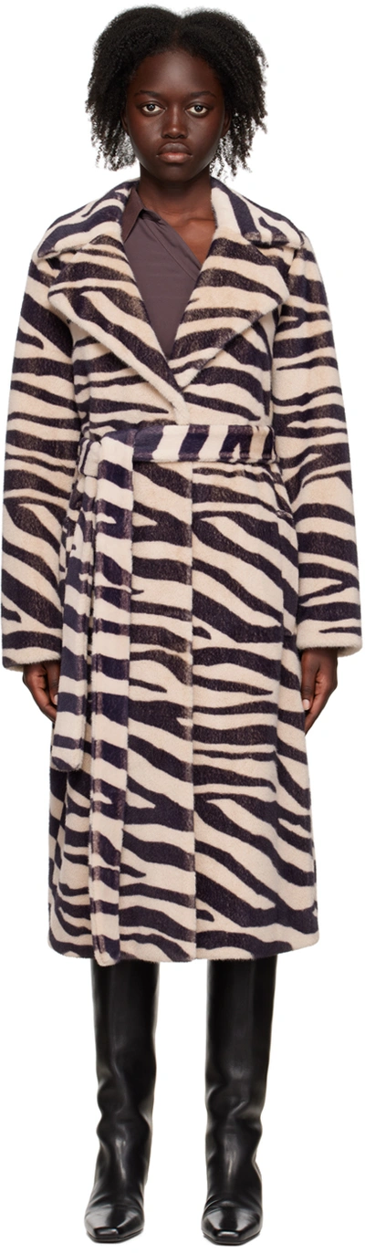 Stand Studio Neutral Winnie Faux Fur Coat In 10300 Beige/brown