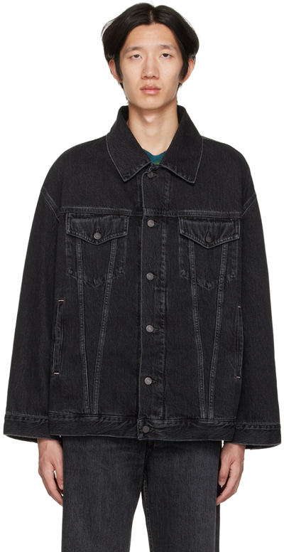 Shop Acne Studios Black Loose-fit Denim Jacket In 900 Black