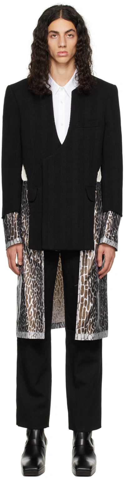 Shop Comme Des Garçons Homme Deux Black & Brown Layered Coat In 1 Blk X Brn/sil