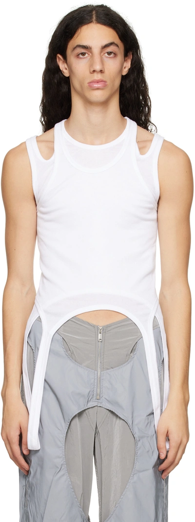 Shop Dion Lee White Double Loop Tank Top