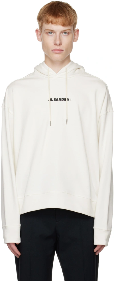 Shop Jil Sander Off-white Cotton Hoodie In 102 - Natural
