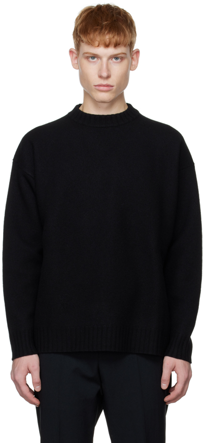 Shop Jil Sander Black Crewneck Sweater In 001 - Black