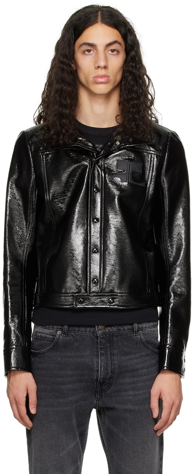Shop Courrèges Black Iconic Faux-leather Jacket