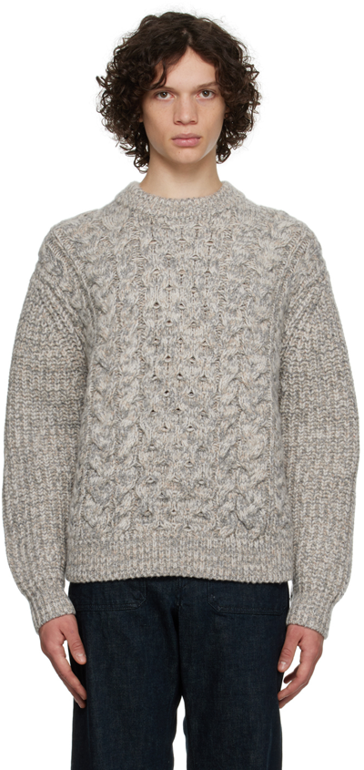 Shop Joseph Gray Cable Sweater In 0220 Lt Grey