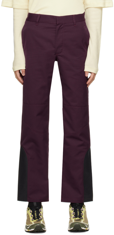 Shop Gr10k Burgundy Processing Trousers In Berry