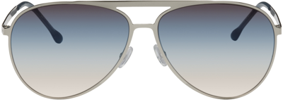 Shop Isabel Marant Silver Aviator Sunglasses In 0doh Palladium Blue