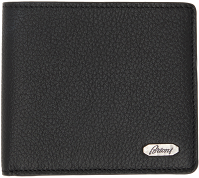 Shop Brioni Black Leather Wallet In 1028 Black/taupe