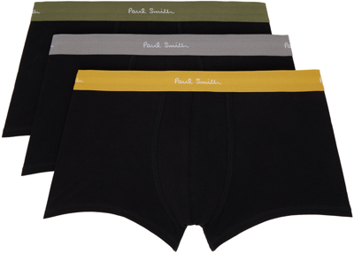Shop Paul Smith Three-pack Black Contrast Boxer Briefs In 79 Blacks