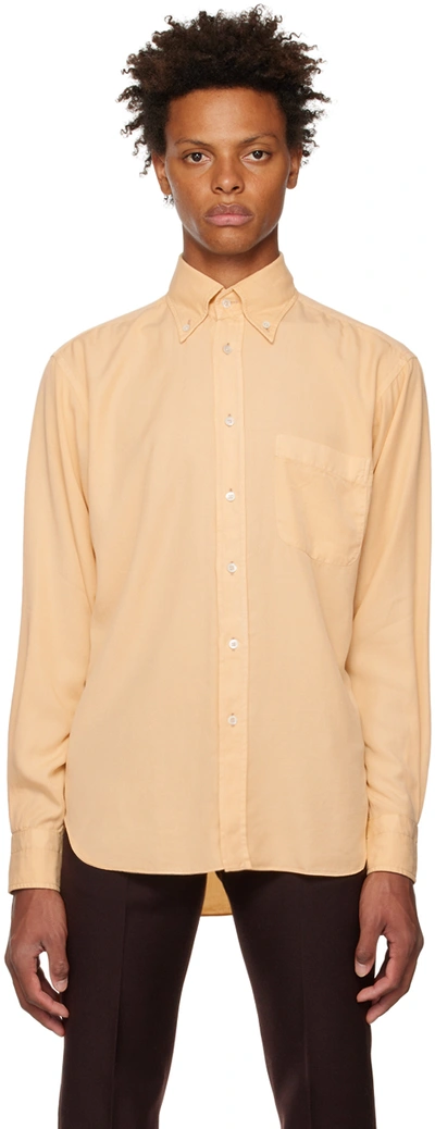 Shop Tom Ford Yellow Garment Dyed Shirt In P02 Light Peach
