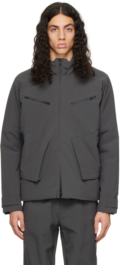 Shop Gr10k Gray Padded Jacket In Asfalt Grey
