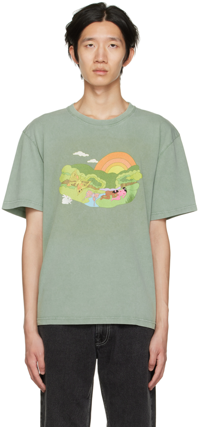 Carne Bollente Green Valley Of Love T-shirt In Washed Green | ModeSens