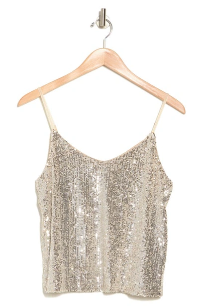 Steve Madden Stretch Sequin Camisole In Silver Sequin