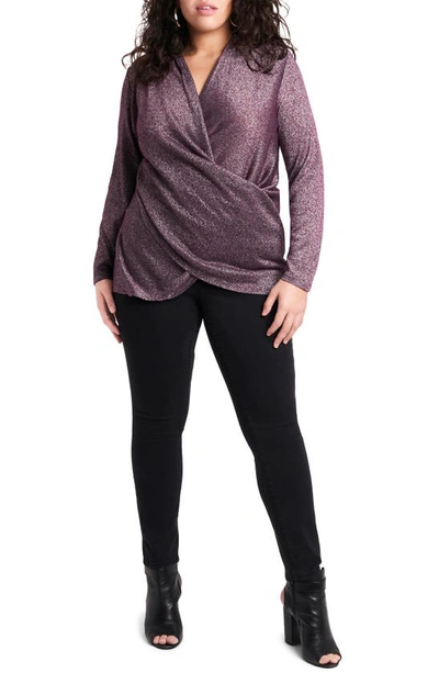 Shop 1.state Sparkle Knit Cross Front Top In Deep Plum