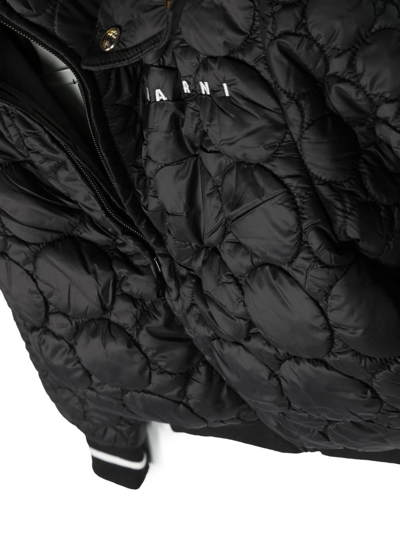 Shop Marni Embroidery-logo Quilted Jacket In Black