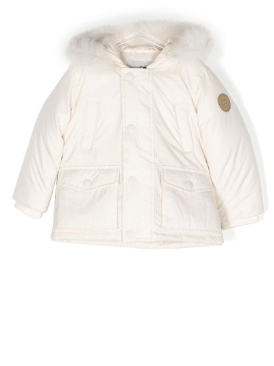 Shop Woolrich Down-padded Hooded Parka Coat In Neutrals