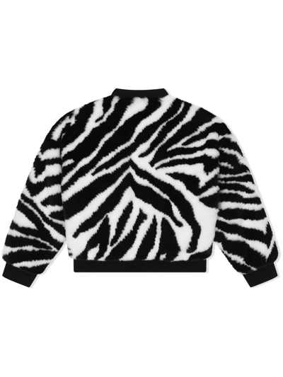 Shop Dolce & Gabbana Zebra-print Faux-fur Bomber Jacket In White