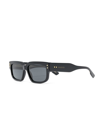 Shop Gucci Rectangle-frame Tinted Sunglasses In Black