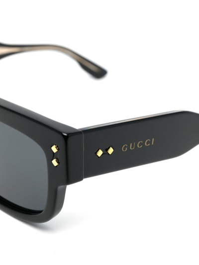 Shop Gucci Rectangle-frame Tinted Sunglasses In Black
