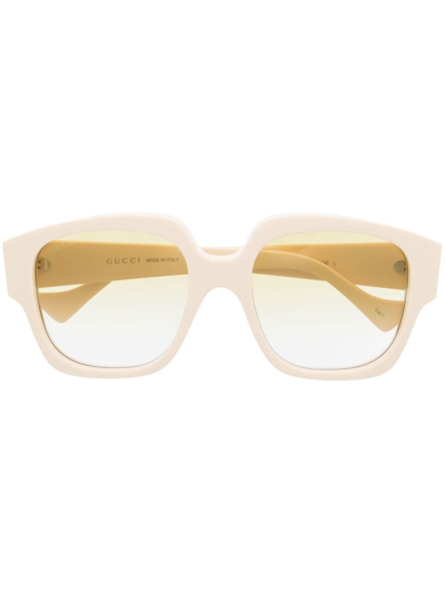 Shop Gucci Square-frame Tinted Sunglasses In White