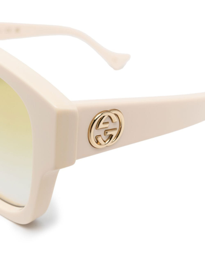 Shop Gucci Square-frame Tinted Sunglasses In White