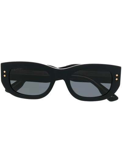 Gucci Embellished Rectangle Acetate Sunglasses In Black