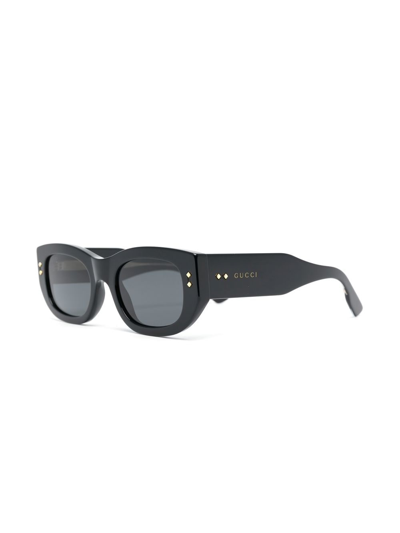 Gucci Embellished Rectangle Acetate Sunglasses In Black