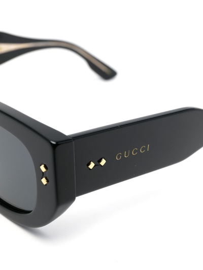 Gucci Embellished Rectangle Acetate Sunglasses In Black