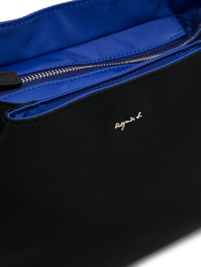 Agnès B. Logo-plaque Satin Shoulder Bag In Black