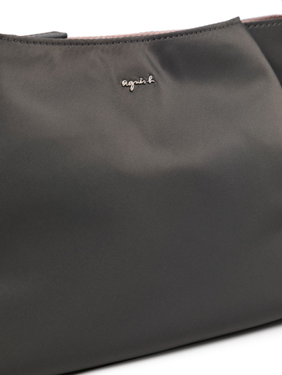 Shop Agnès B. Logo-plaque Satin Shoulder Bag In Grey
